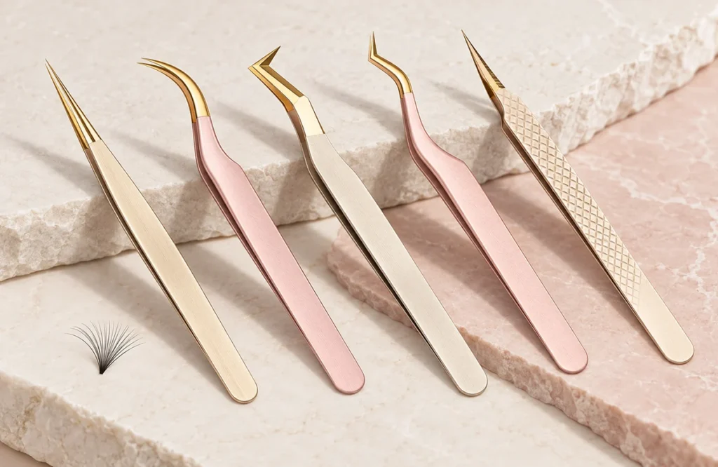 Lash Tweezers Guide: Straight, Curved, L, S and Fiber Tip